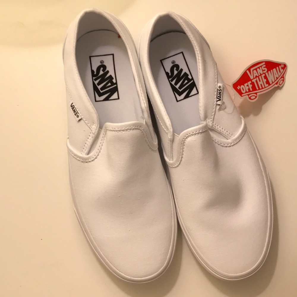 White slip on vans
